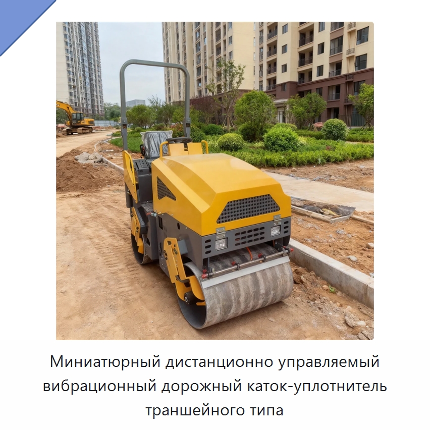 Миниатюрный дистанционно управляемый вибрационный дорожный каток-уплотнитель траншейного типа