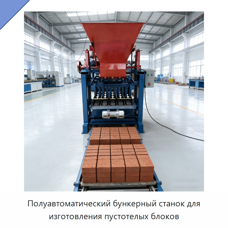 Полуавтоматический бункерный станок для изготовления пустотелых блоков — Оборудование для производства кирпича