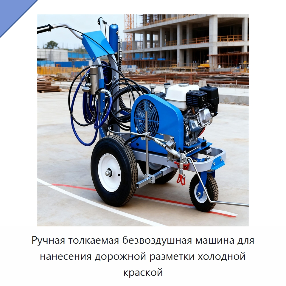 Ручная толкаемая безвоздушная машина для нанесения дорожной разметки холодной краской — Дорожная техника