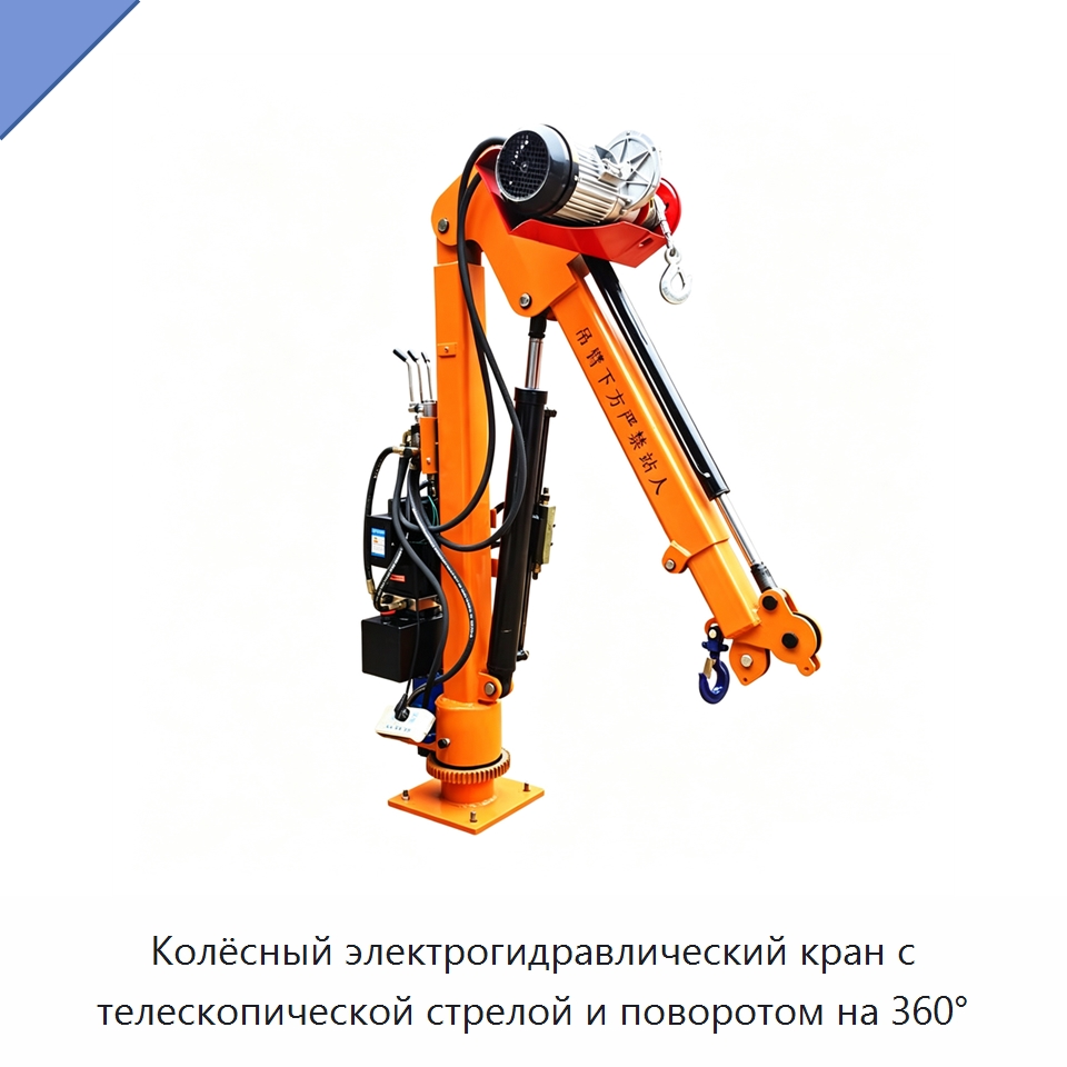 Колёсный электрогидравлический кран с телескопической стрелой и поворотом на 360°