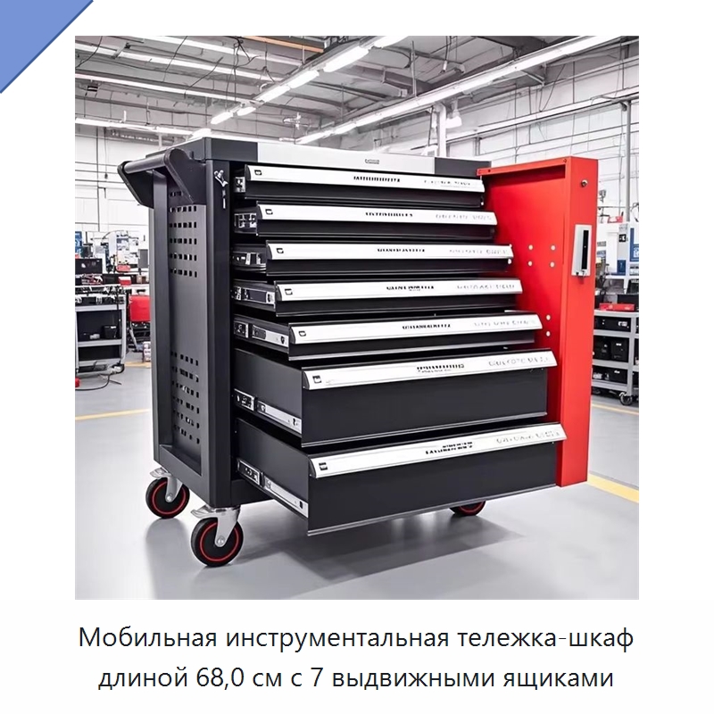 Мобильная инструментальная тележка-шкаф длиной 68,0 см с 7 выдвижными ящиками — Шкафы для инструментов