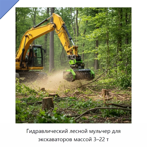 Гидравлический лесной мульчер для экскаваторов массой 3–22 т