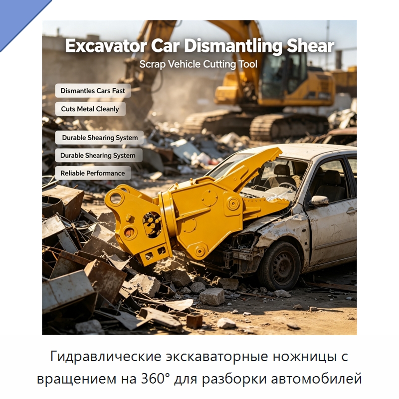 Гидравлические экскаваторные ножницы с вращением на 360° для разборки автомобилей — Навесное оборудование для строительной техники