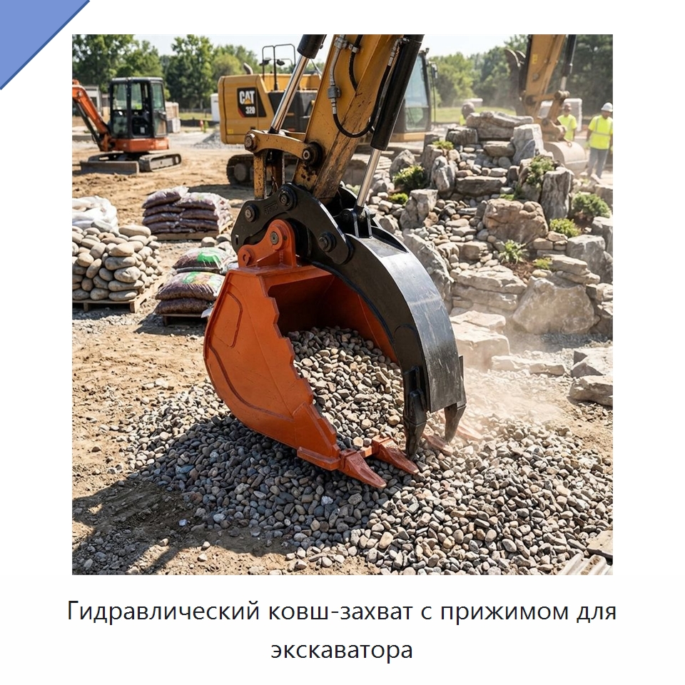 Гидравлический ковш-захват с прижимом для экскаватора — Навесное оборудование для строительной техники