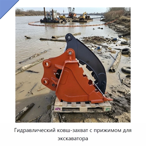 Гидравлический ковш-захват с прижимом для экскаватора