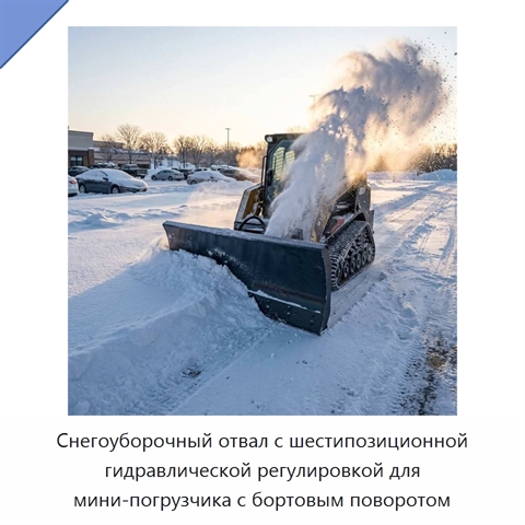 Снегоуборочный отвал с шестипозиционной гидравлической регулировкой для мини-погрузчика с бортовым поворотом