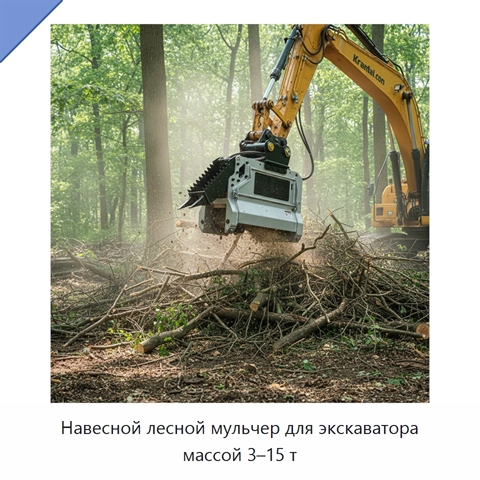 Навесной лесной мульчер для экскаватора массой 3–15 т