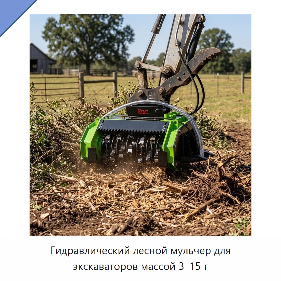 Гидравлический лесной мульчер для экскаваторов массой 3–15 т