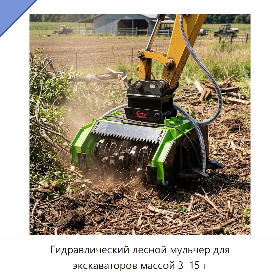 Гидравлический лесной мульчер для экскаваторов массой 3–15 т