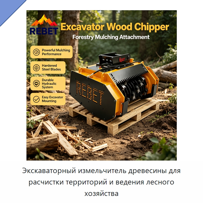 Экскаваторный измельчитель древесины для расчистки территорий и ведения лесного хозяйства — Навесное оборудование для строительной техники