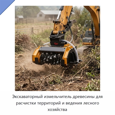 Экскаваторный измельчитель древесины для расчистки территорий и ведения лесного хозяйства