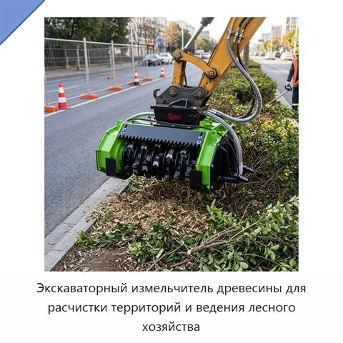 Экскаваторный измельчитель древесины для расчистки территорий и ведения лесного хозяйства