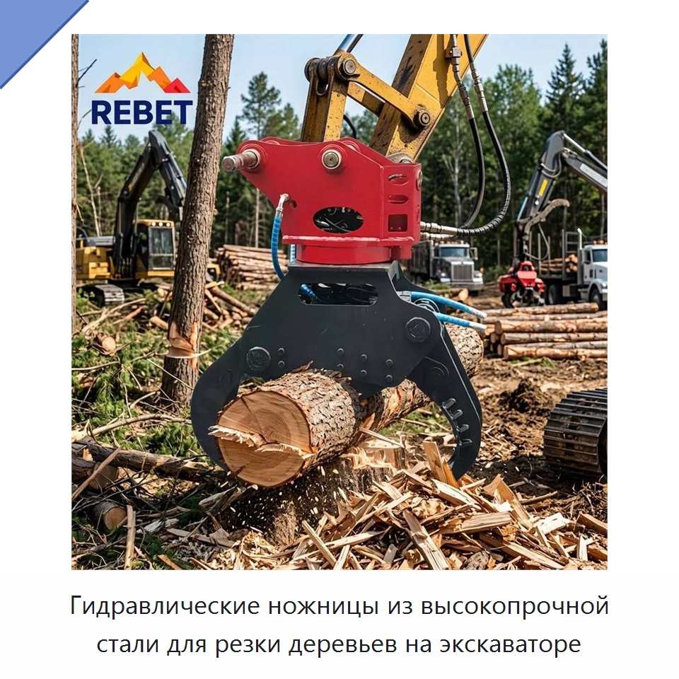 Гидравлические ножницы из высокопрочной стали для резки деревьев на экскаваторе