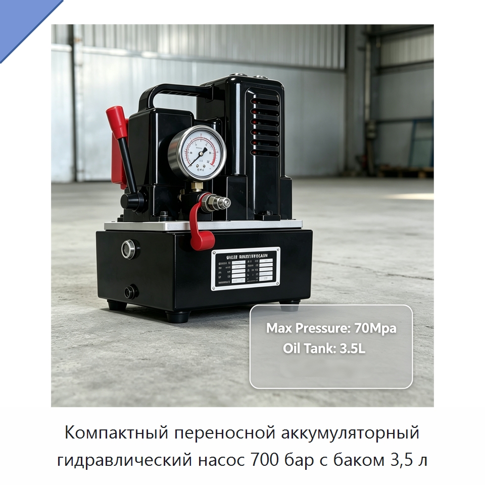 Компактный переносной аккумуляторный гидравлический насос 700 бар с баком 3,5 л