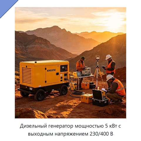 Дизельный генератор мощностью 5 кВт с выходным напряжением 230/400 В