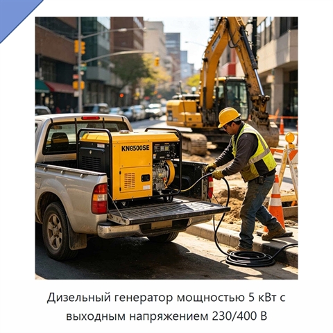 Дизельный генератор мощностью 5 кВт с выходным напряжением 230/400 В