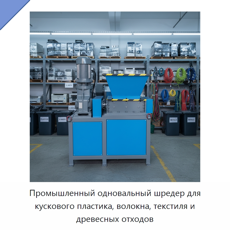 Промышленный одновальный шредер для кускового пластика, волокна, текстиля и древесных отходов — Оборудование для переработки пластиковых отходов