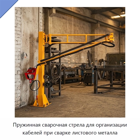 Пружинная сварочная стрела для организации кабелей при сварке листового металла
