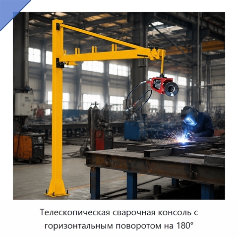 Телескопическая сварочная консоль с горизонтальным поворотом на 180°