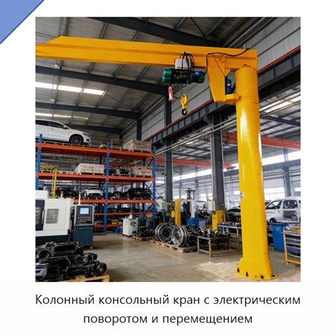 Колонный консольный кран с электрическим поворотом и перемещением