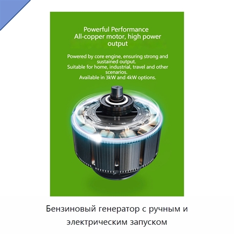 Бензиновый генератор с ручным и электрическим запуском