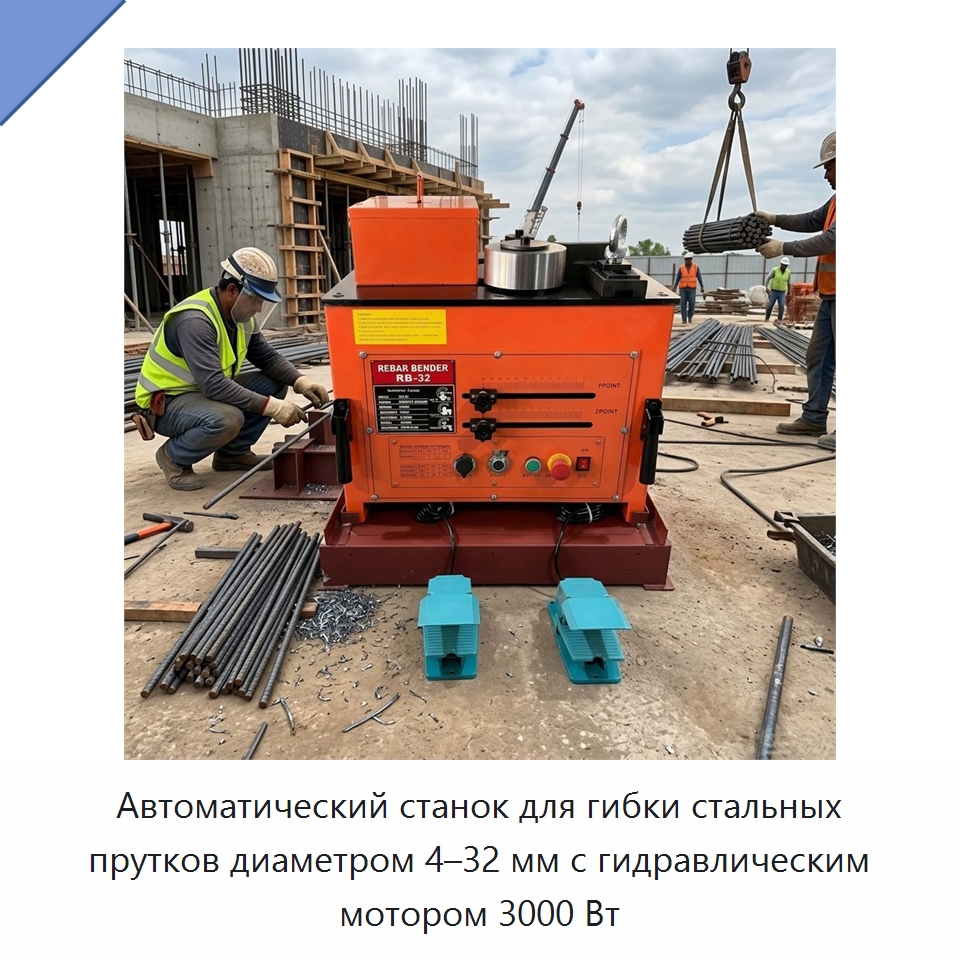 Автоматический станок для гибки стальных прутков диаметром 4–32 мм с гидравлическим мотором 3000 Вт — Гибочные станки