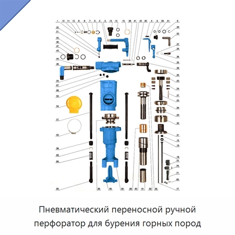 Пневматический переносной ручной перфоратор для бурения горных пород
