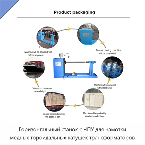 Горизонтальный станок с ЧПУ для намотки медных тороидальных катушек трансформаторов