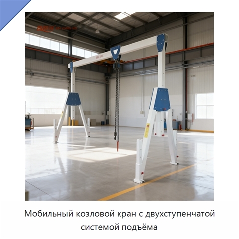 Мобильный козловой кран с двухступенчатой системой подъёма