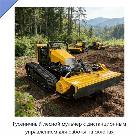 Гусеничный лесной мульчер с дистанционным управлением для работы на склонах