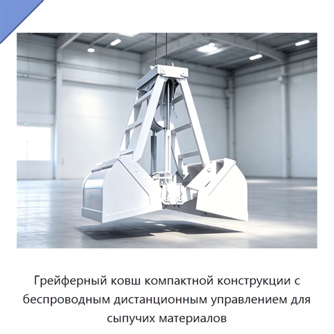 Грейферный ковш компактной конструкции с беспроводным дистанционным управлением для сыпучих материалов