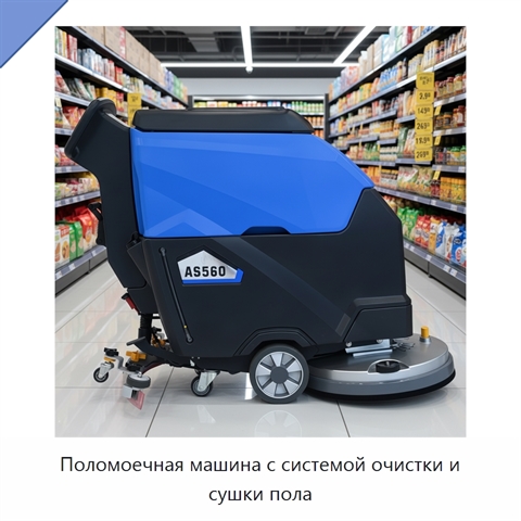 Поломоечная машина с системой очистки и сушки пола