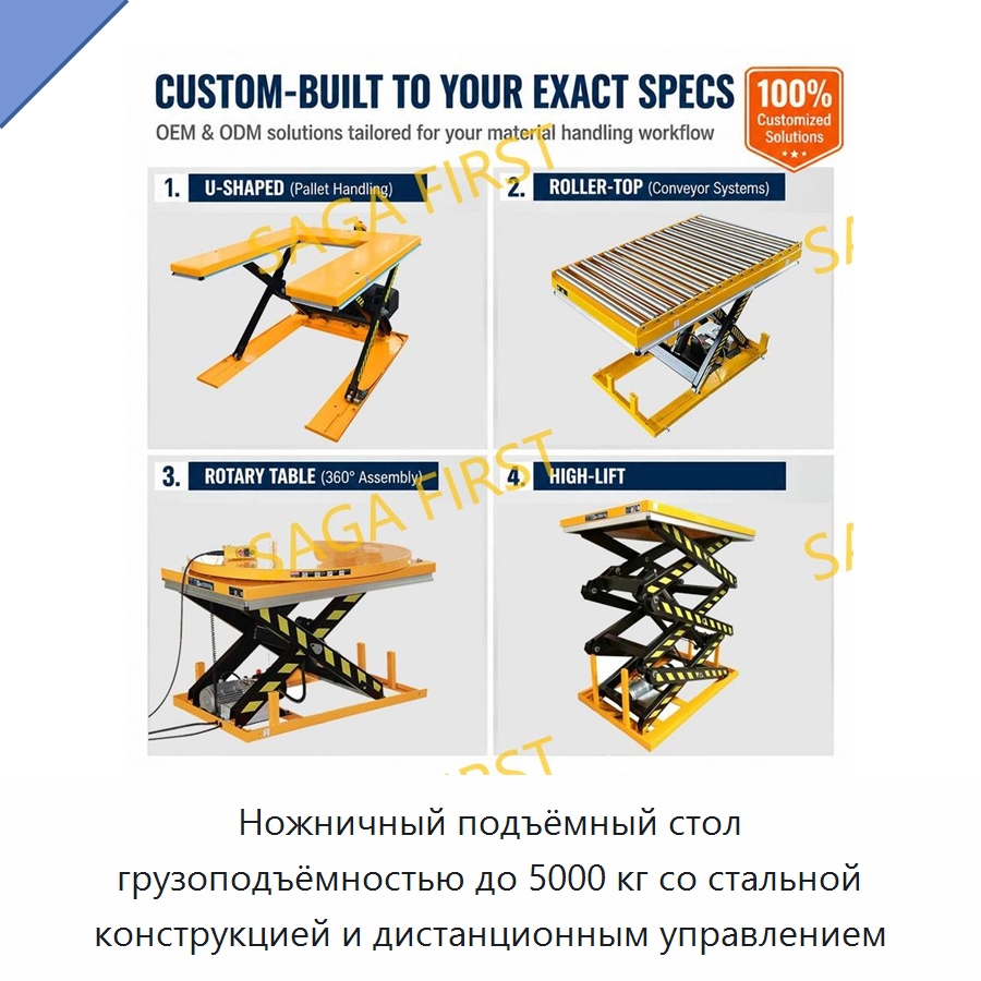 Ножничный подъёмный стол грузоподъёмностью до 5000 кг со стальной конструкцией и дистанционным управлением — Подъемные столы