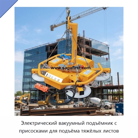 Электрический вакуумный подъёмник с присосками для подъёма тяжёлых листов