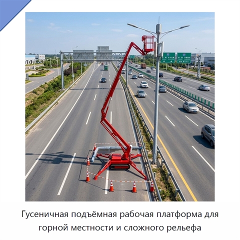 Гусеничная подъёмная рабочая платформа для горной местности и сложного рельефа