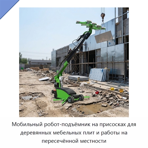 Мобильный робот-подъёмник на присосках для деревянных мебельных плит и работы на пересечённой местности
