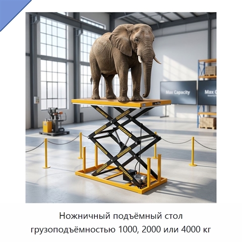 Ножничный подъёмный стол грузоподъёмностью 1000, 2000 или 4000 кг