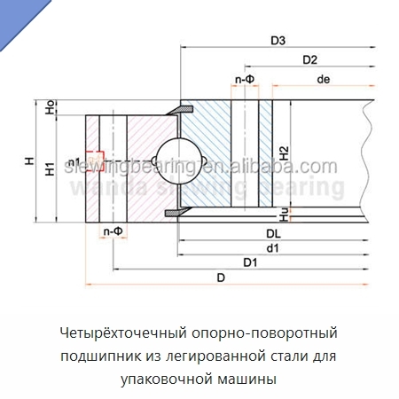 Четырёхточечный опорно-поворотный подшипник из легированной стали для упаковочной машины