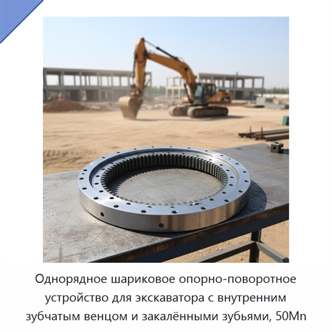 Однорядное шариковое опорно-поворотное устройство для экскаватора с внутренним зубчатым венцом и закалёнными зубьями, 50Mn