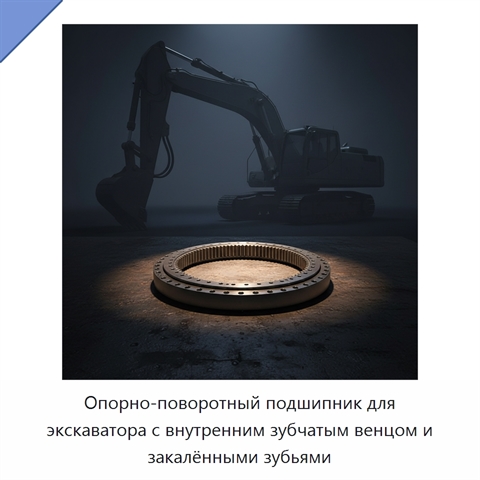Опорно-поворотный подшипник для экскаватора с внутренним зубчатым венцом и закалёнными зубьями