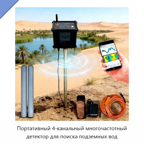 Портативный 4-канальный многочастотный детектор для поиска подземных вод