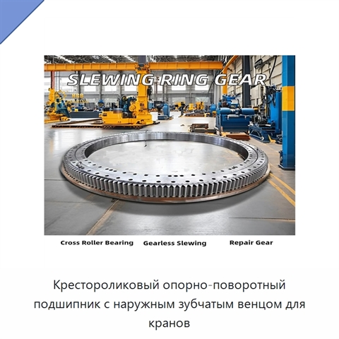 Крестороликовый опорно-поворотный подшипник с наружным зубчатым венцом для кранов