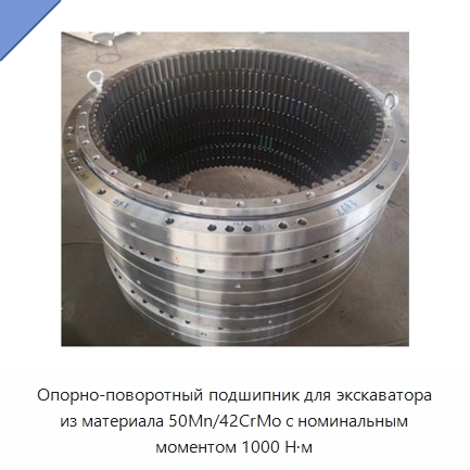 Опорно-поворотный подшипник для экскаватора из материала 50Mn/42CrMo с номинальным моментом 1000 Н·м