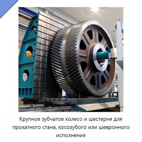 Крупное зубчатое колесо и шестерня для прокатного стана, косозубого или шевронного исполнения