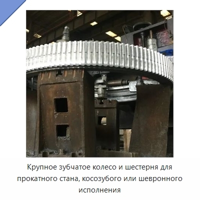 Крупное зубчатое колесо и шестерня для прокатного стана, косозубого или шевронного исполнения