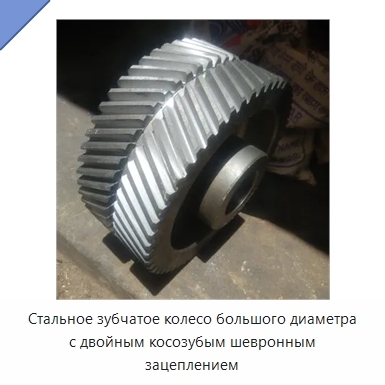 Стальное зубчатое колесо большого диаметра с двойным косозубым шевронным зацеплением