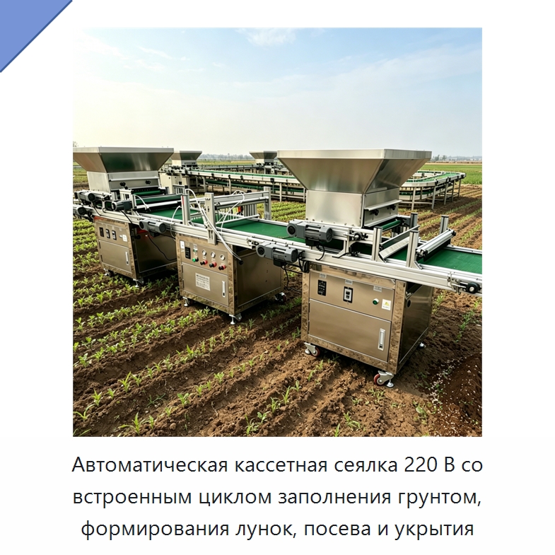 Автоматическая кассетная сеялка 220 В со встроенным циклом заполнения грунтом, формирования лунок, посева и укрытия — Специальные сельскохозяйственные машины