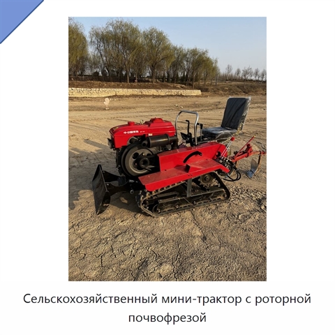 Сельскохозяйственный мини-трактор с роторной почвофрезой