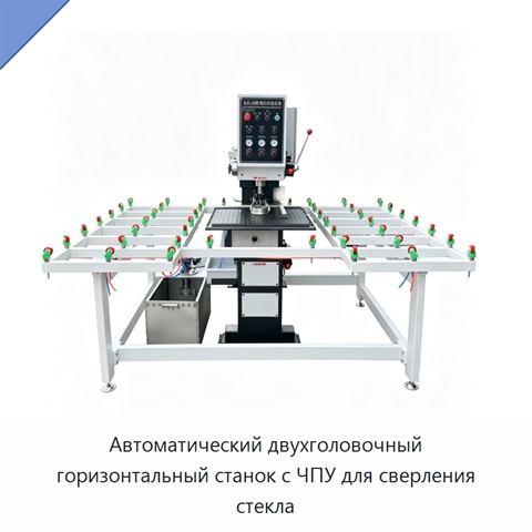 Автоматический двухголовочный горизонтальный станок с ЧПУ для сверления стекла