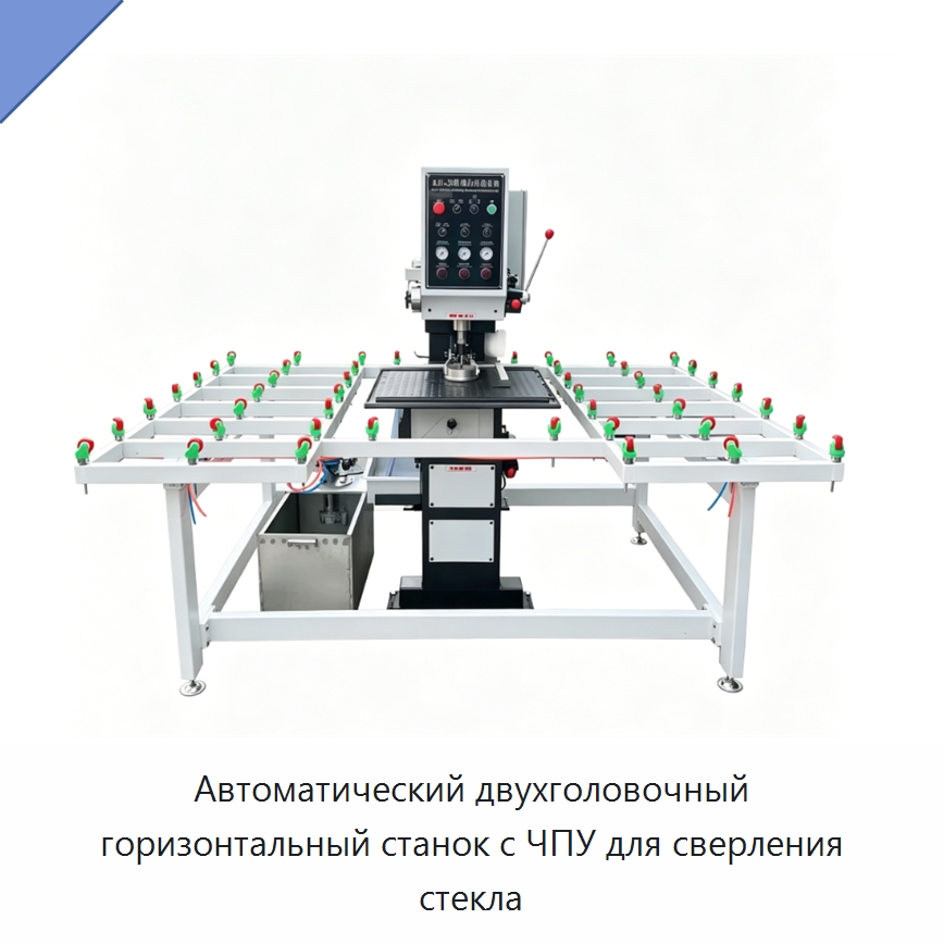 Автоматический двухголовочный горизонтальный станок с ЧПУ для сверления стекла — Оборудование для производства стекла